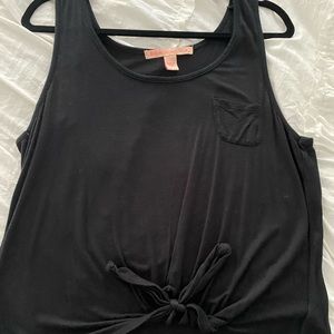 Black Flowy Tie Top